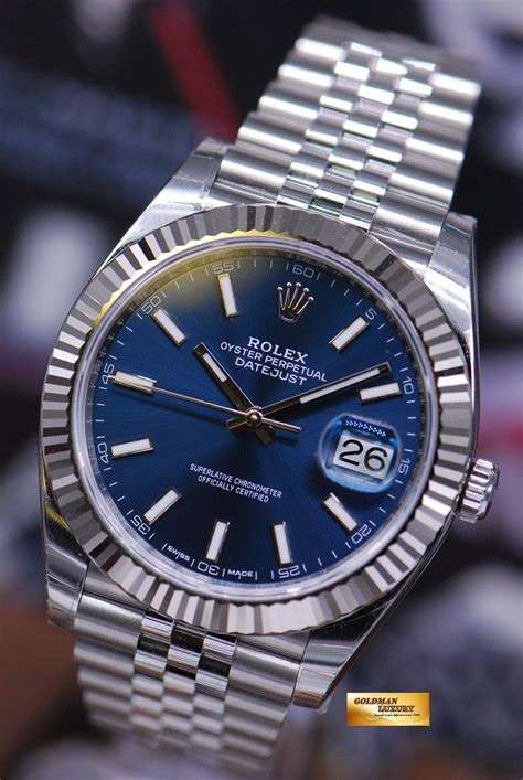 rolex oyster perpetual datejust blue oro|rolex datejust 41 retail price.